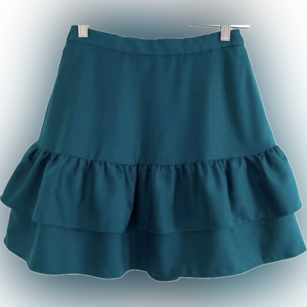 J. Crew Spuce Green A-Line Ruffle Skirt